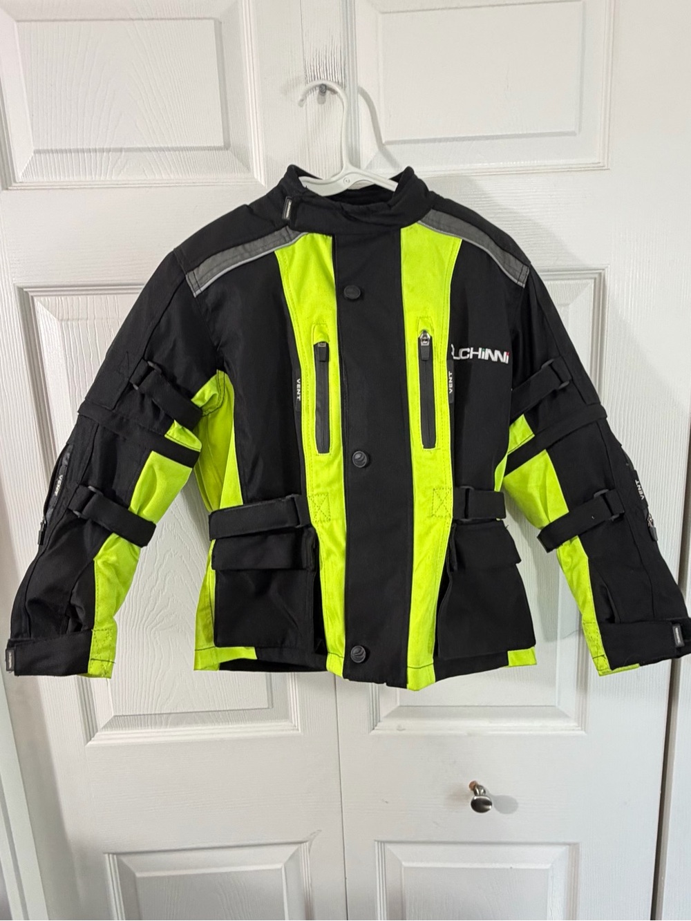 Duchinni Jago Youth Motorcycle Jacket Armor Black Neon Size S With Pads Liner
